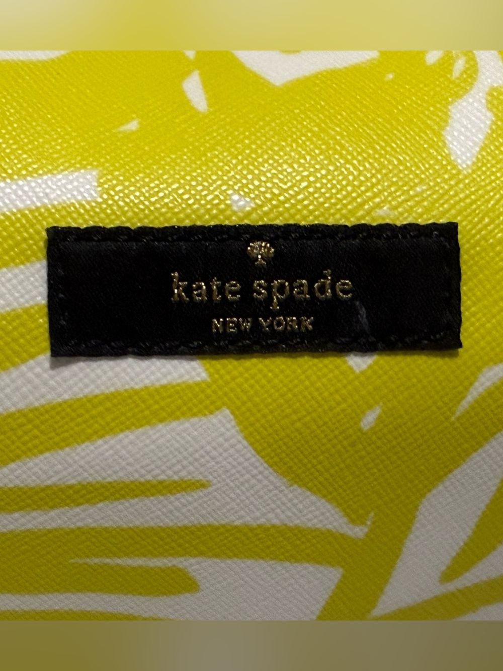 kate spade yellow and white palm print cosmetic pouch - Picture 2 of 8